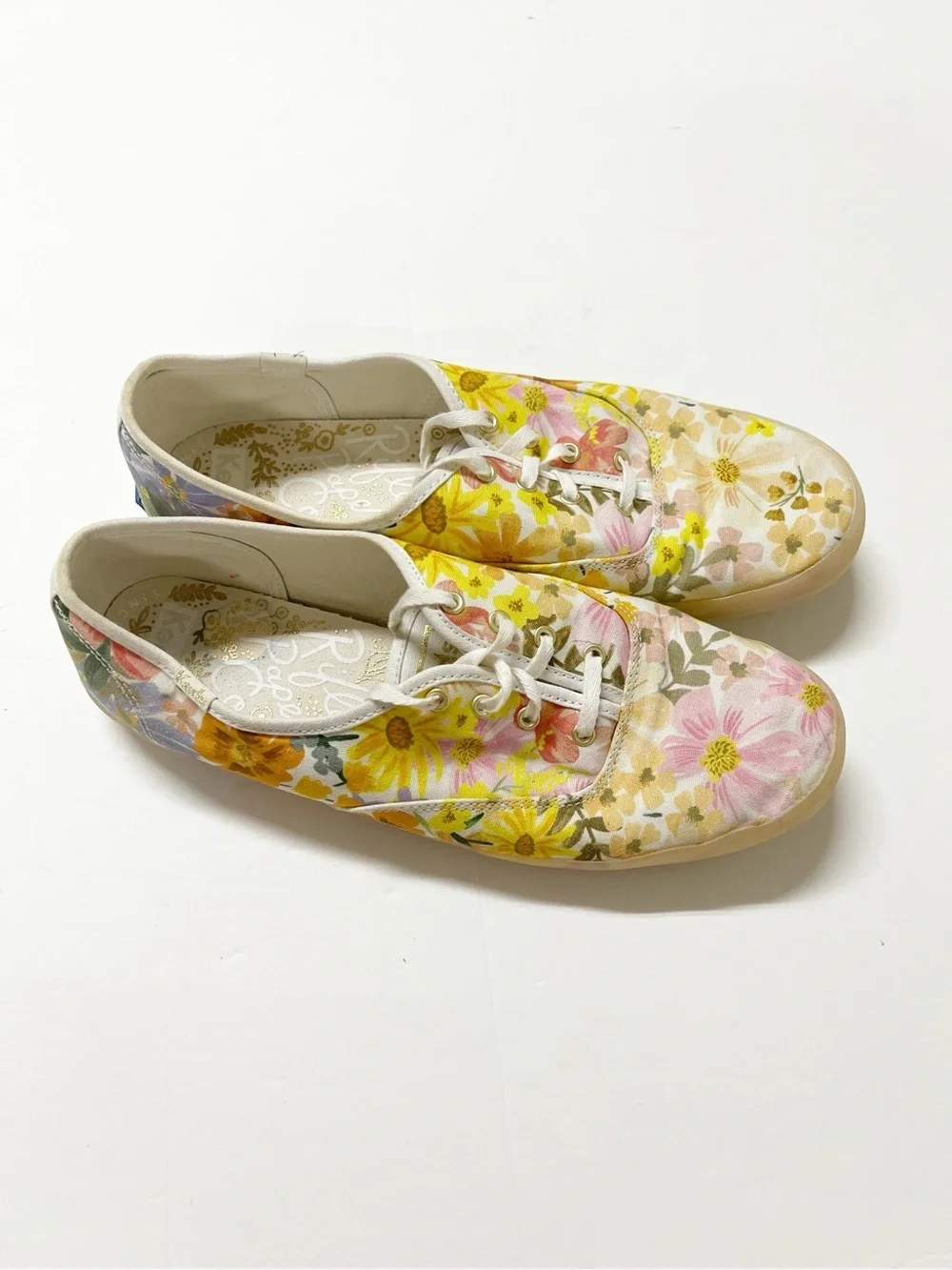 Keds X Rifle Paper Co Womens Floral Canvas Lace Up Marguerite Sneakers Size 10